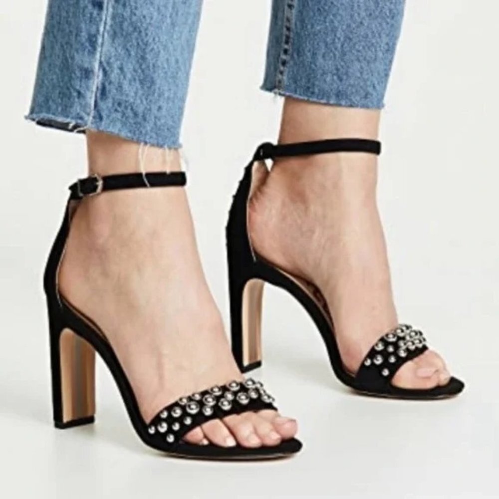 Sam Edelman Yoshi Studded Black Suede Heels Size 6
